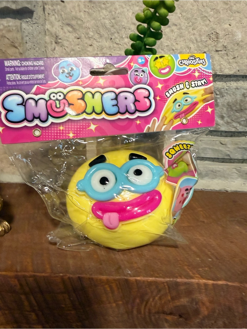ORB Smusher Yellow Emoji Squishy Toy with Blue Glasses